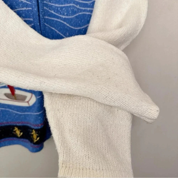 TANJAY Womens Medium Petite Sailboat Vintage Nautical Lady Embroidered Cardigan - Picture 13 of 16